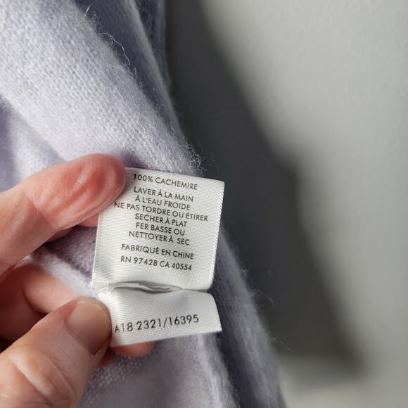 White + Warren Cardigan Sweater Small Light Blue 100% Cashmere Drape Open Front - Picture 10 of 13